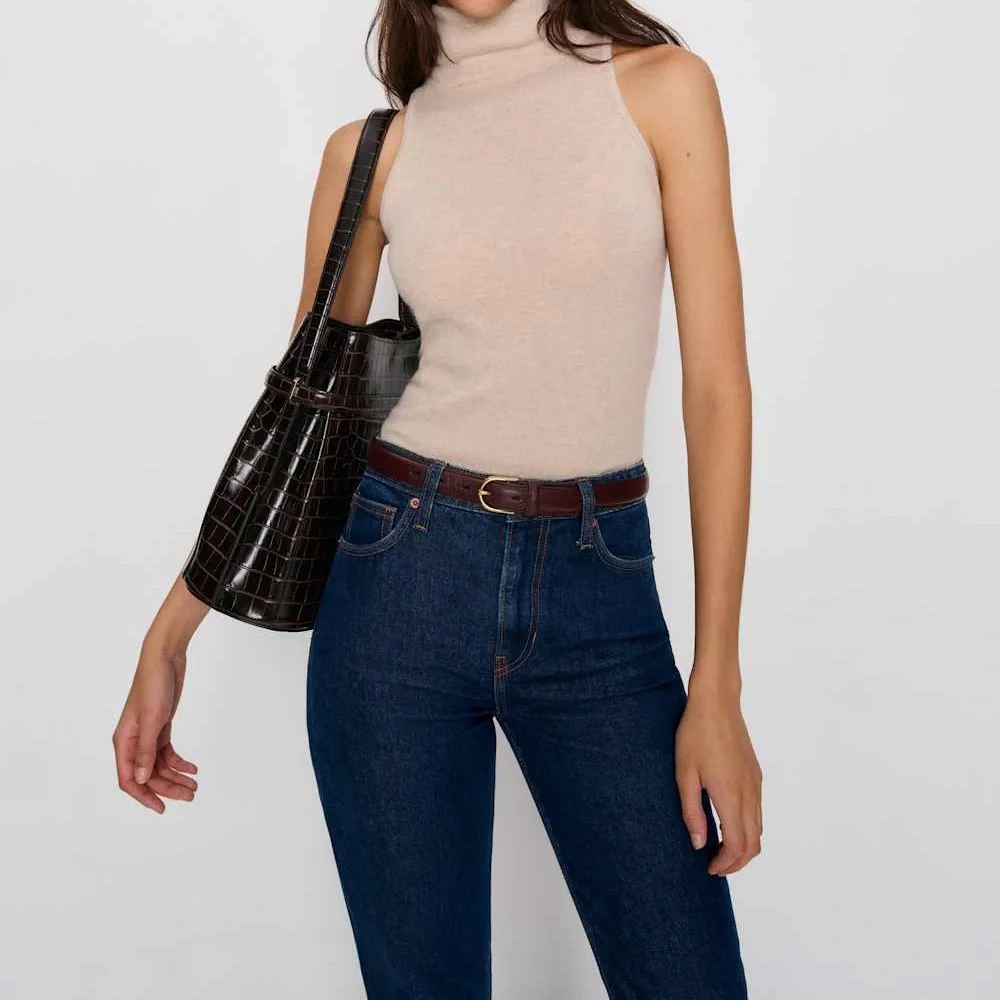 REFORMATION Jax Stretch High Rise Straight Jeans Dark Blue - Picture 7 of 16